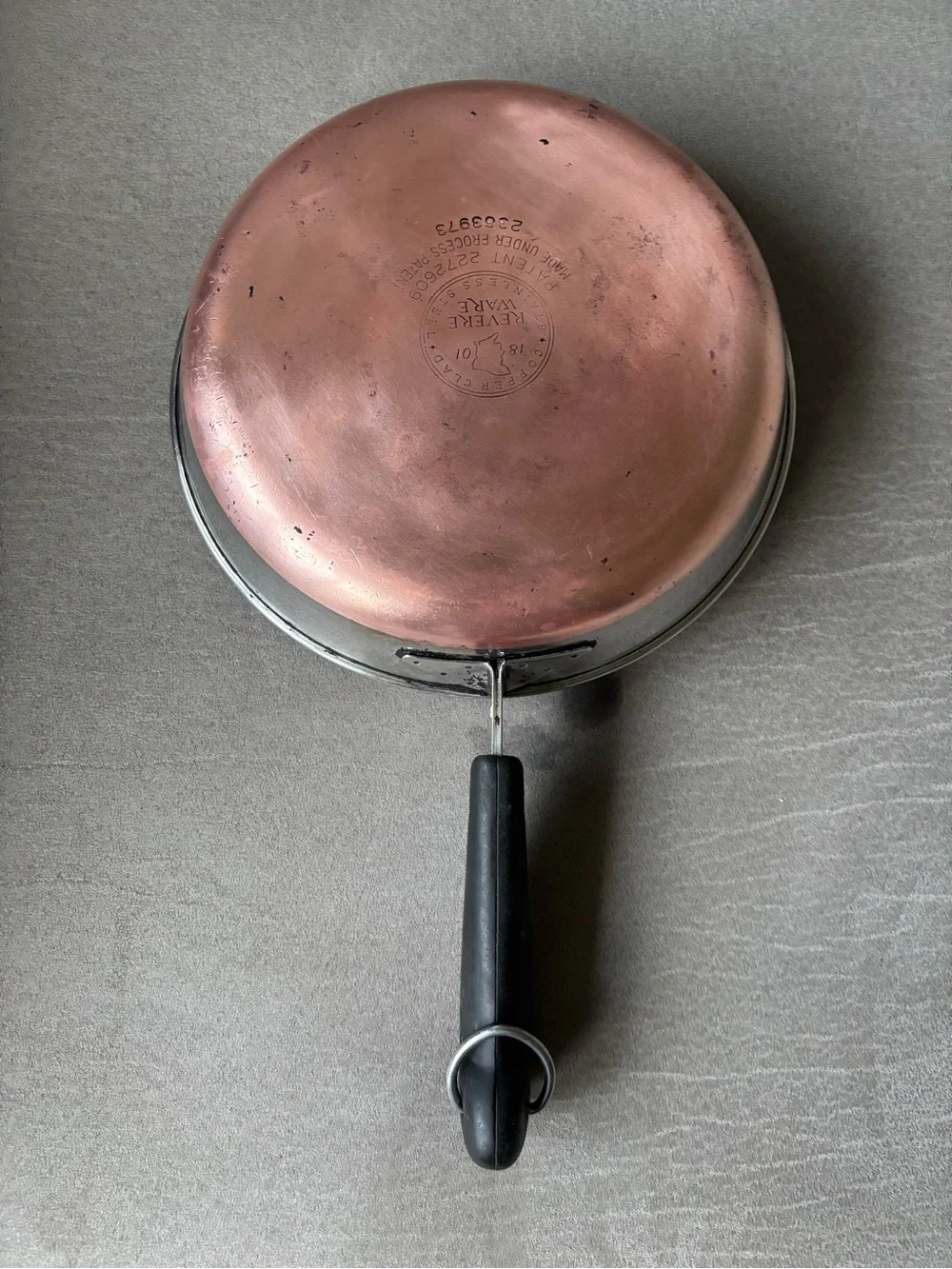 Revere Ware 1801 Copper Bottom 8” Frying Pan Skillet Double Ring Pre 1968 W/Lid